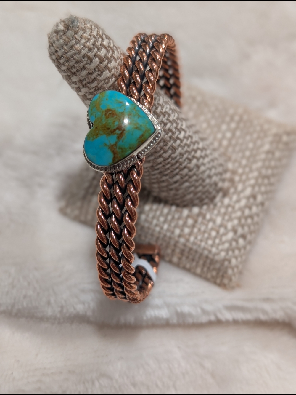Sony Copper Braided Bracelet with Turquoise Heart By Sonyei Coho